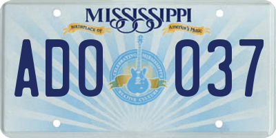 MS license plate ADO037