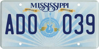MS license plate ADO039