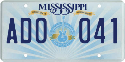 MS license plate ADO041