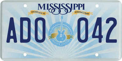 MS license plate ADO042