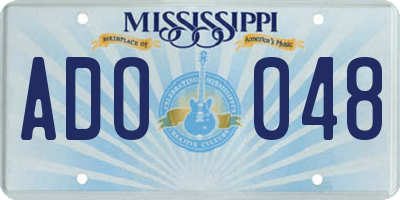 MS license plate ADO048