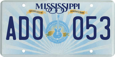 MS license plate ADO053