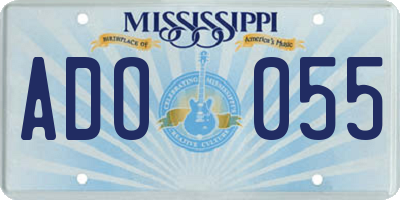 MS license plate ADO055