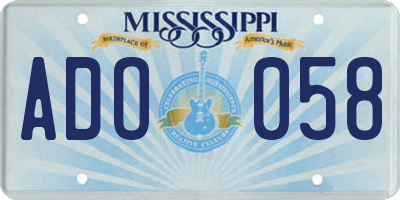 MS license plate ADO058