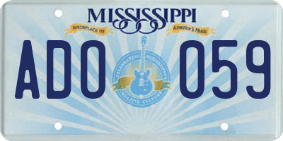 MS license plate ADO059