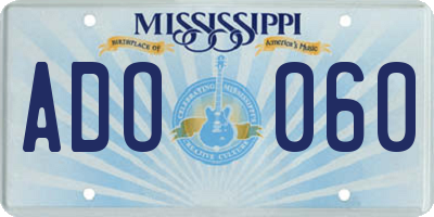 MS license plate ADO060