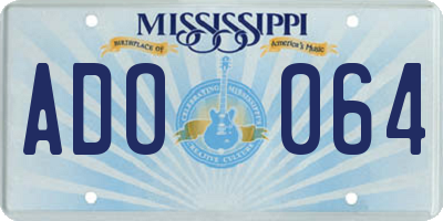 MS license plate ADO064