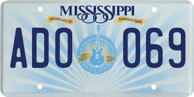 MS license plate ADO069
