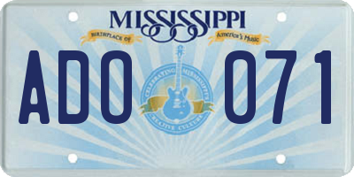 MS license plate ADO071