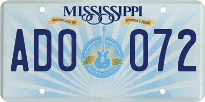 MS license plate ADO072