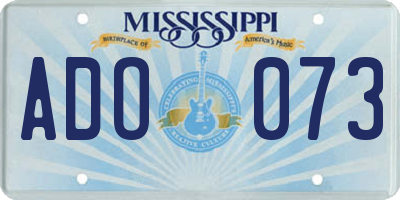 MS license plate ADO073