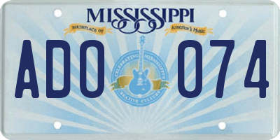 MS license plate ADO074