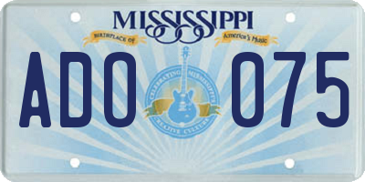 MS license plate ADO075