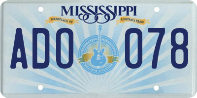 MS license plate ADO078