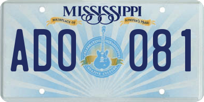 MS license plate ADO081