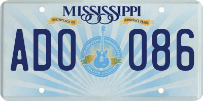 MS license plate ADO086