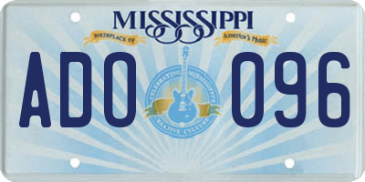 MS license plate ADO096