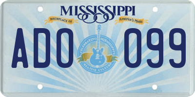 MS license plate ADO099