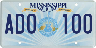 MS license plate ADO100
