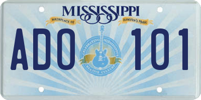 MS license plate ADO101
