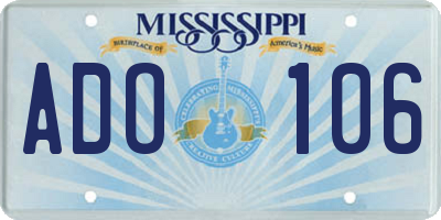 MS license plate ADO106