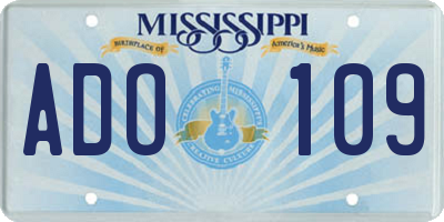 MS license plate ADO109