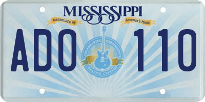 MS license plate ADO110