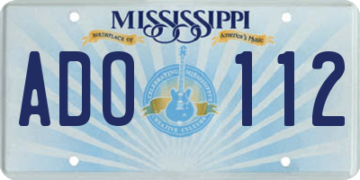 MS license plate ADO112