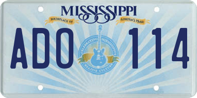 MS license plate ADO114