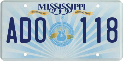 MS license plate ADO118
