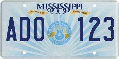 MS license plate ADO123