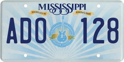 MS license plate ADO128