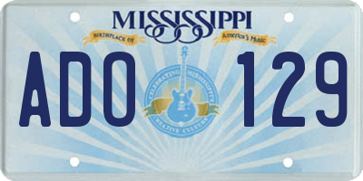 MS license plate ADO129
