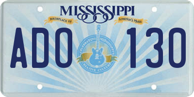 MS license plate ADO130