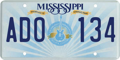 MS license plate ADO134