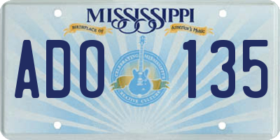 MS license plate ADO135
