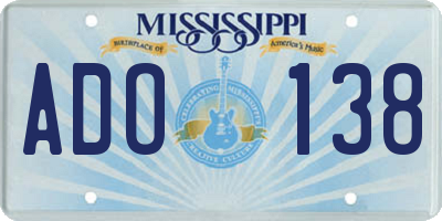 MS license plate ADO138