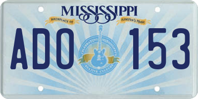MS license plate ADO153