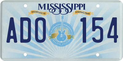 MS license plate ADO154