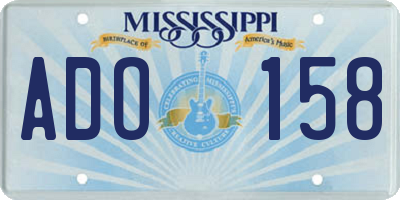 MS license plate ADO158