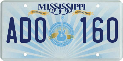 MS license plate ADO160