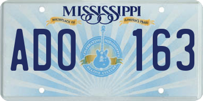 MS license plate ADO163