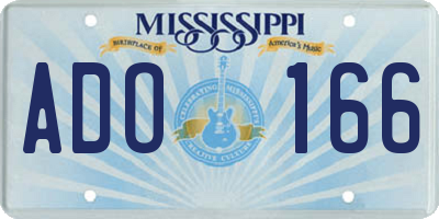 MS license plate ADO166