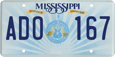 MS license plate ADO167