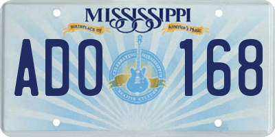 MS license plate ADO168