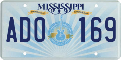MS license plate ADO169