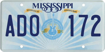 MS license plate ADO172
