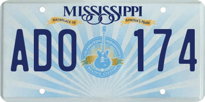MS license plate ADO174
