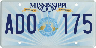 MS license plate ADO175