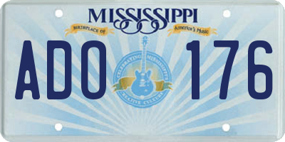 MS license plate ADO176